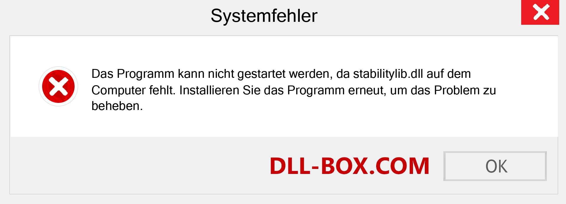 stabilitylib.dll-Datei fehlt?. Download für Windows 7, 8, 10 - Fix stabilitylib dll Missing Error unter Windows, Fotos, Bildern