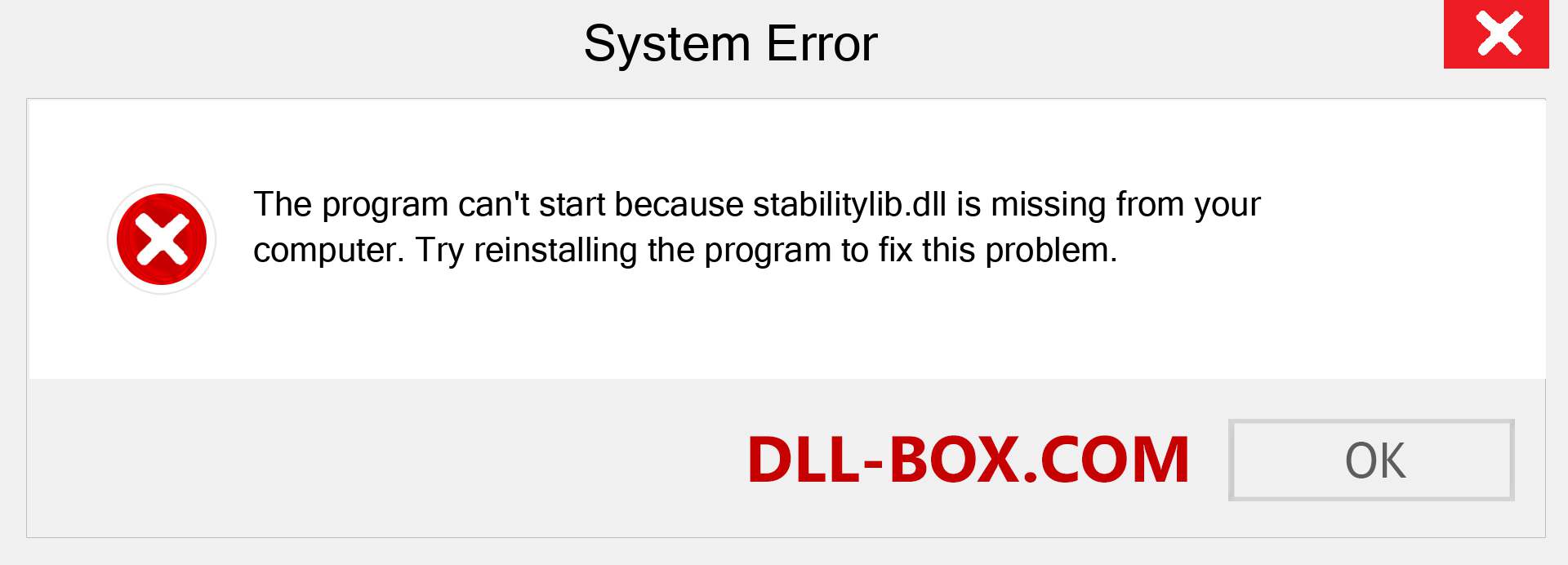  stabilitylib.dll file is missing?. Download for Windows 7, 8, 10 - Fix  stabilitylib dll Missing Error on Windows, photos, images