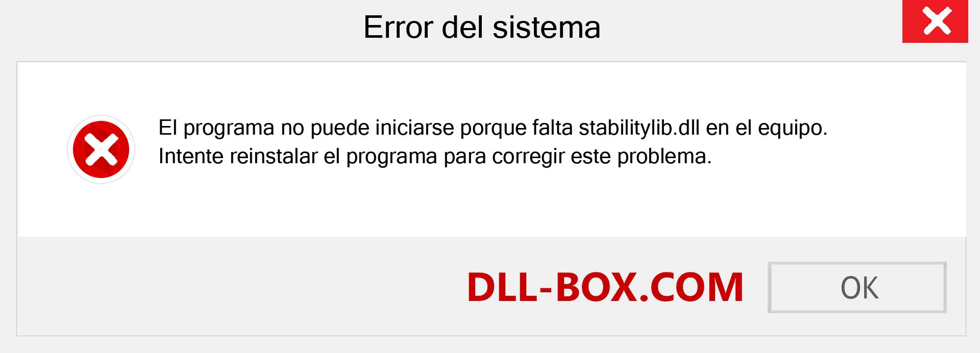 ¿Falta el archivo stabilitylib.dll ?. Descargar para Windows 7, 8, 10 - Corregir stabilitylib dll Missing Error en Windows, fotos, imágenes