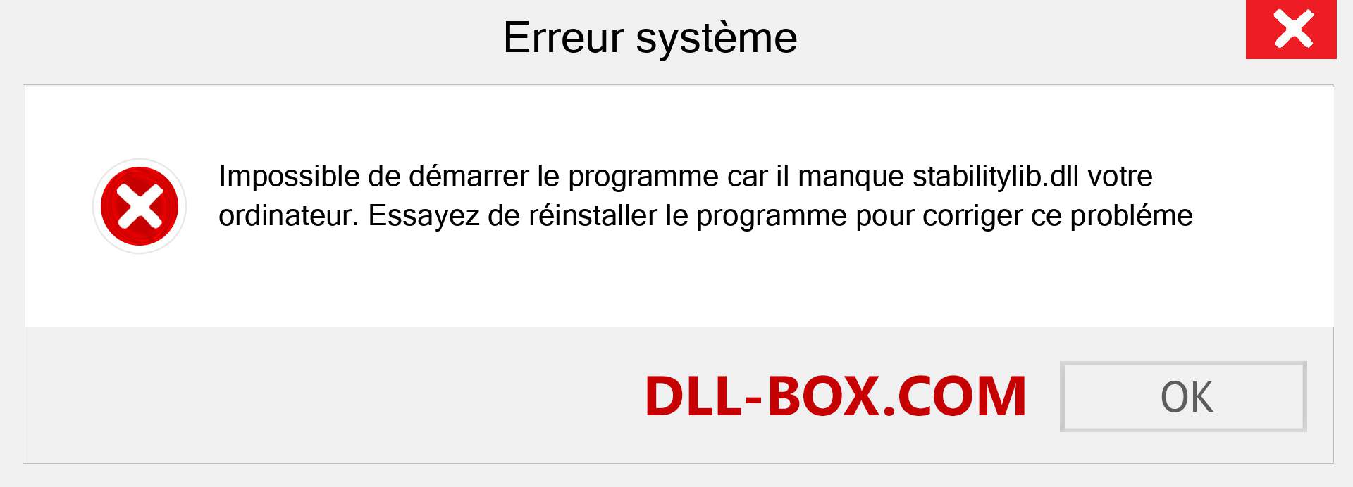 Le fichier stabilitylib.dll est manquant ?. Télécharger pour Windows 7, 8, 10 - Correction de l'erreur manquante stabilitylib dll sur Windows, photos, images